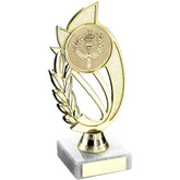 GOLD PLASTIC 'LAUREL' HOLDER ASSEMBLED ON MARBLE (2in CENTRE) - 7in